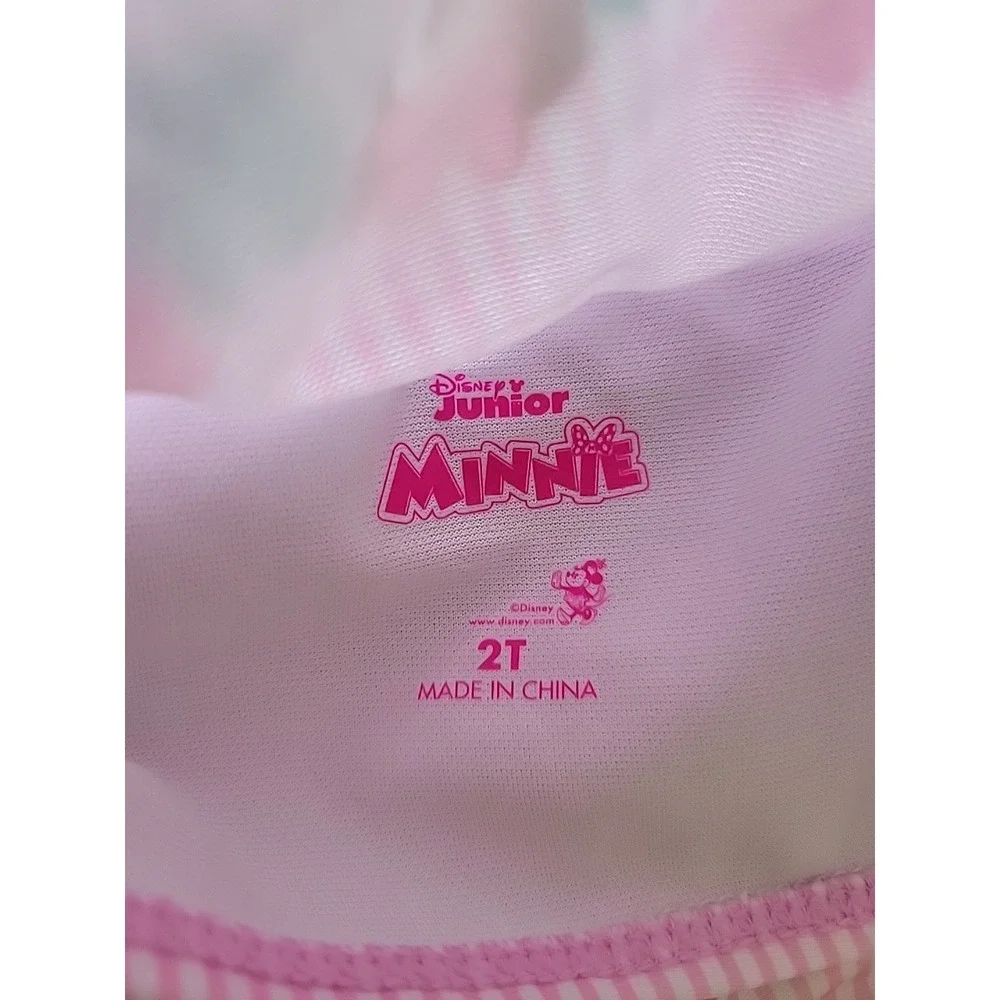 Minnie Mouse Two Piece Swim Suit Size 2t Pink Striped UPF Floral New NWT Bikini